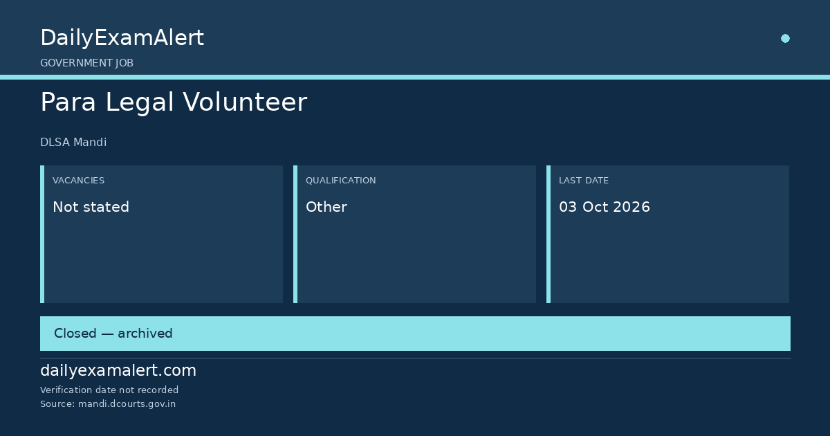Para Legal Volunteer — government job summary