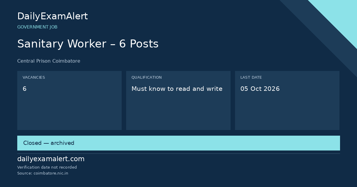 Sanitary Worker – 6 Posts — government job summary