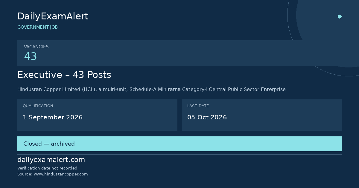 Executive – 43 Posts — government job summary