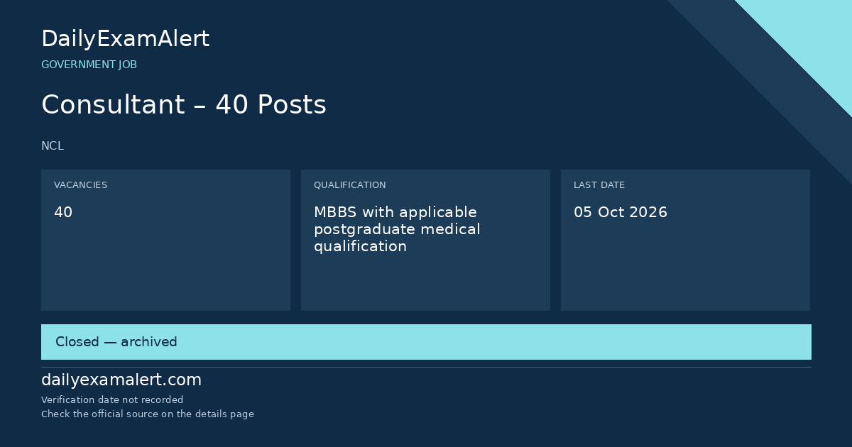 Consultant – 40 Posts — government job summary