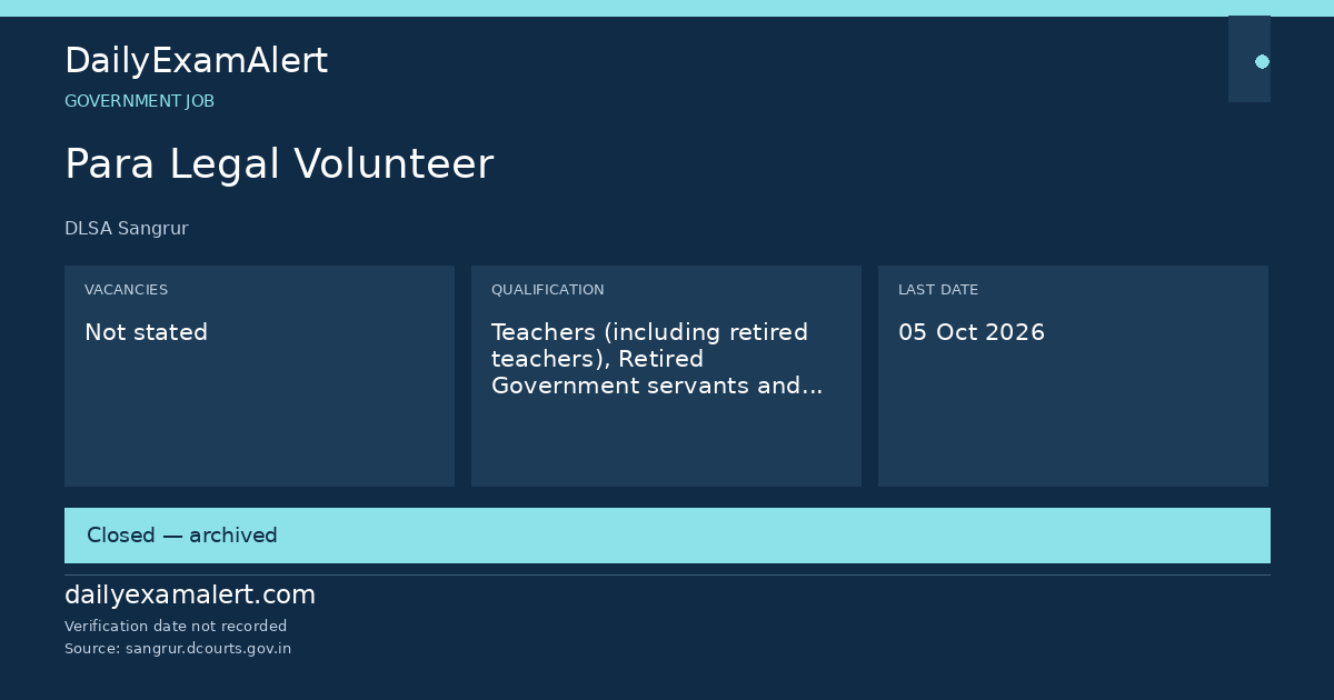 Para Legal Volunteer — government job summary