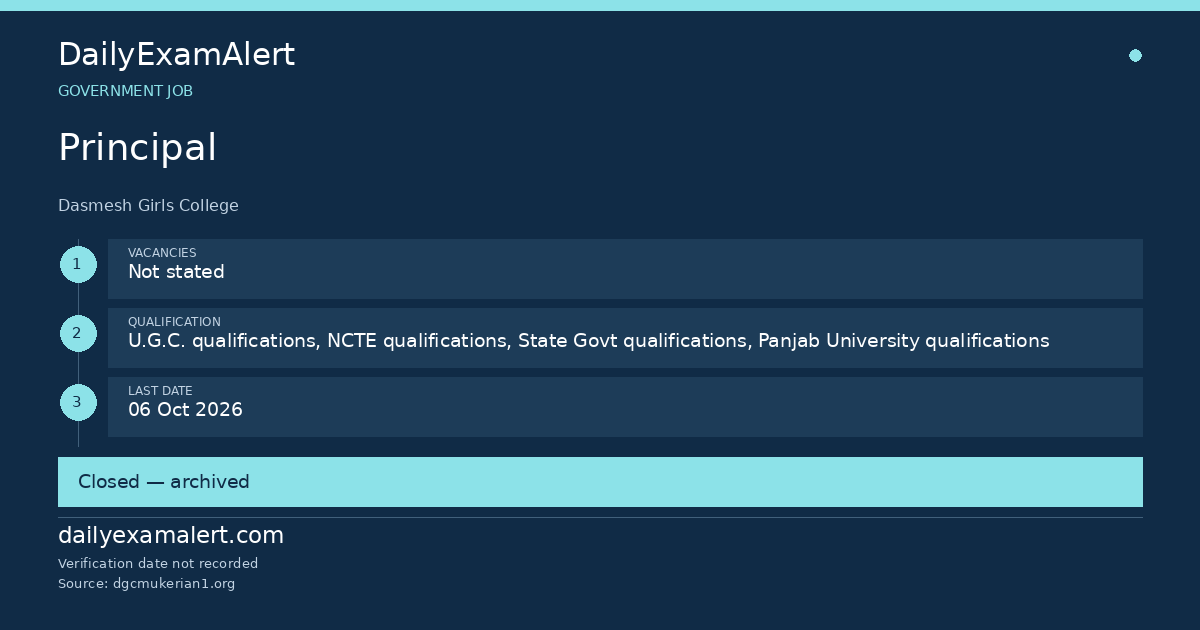 Principal — government job summary