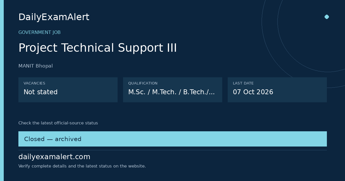 Project Technical Support III — government job summary