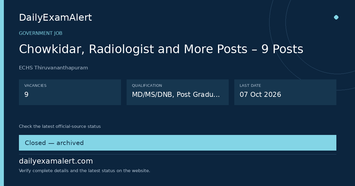 Chowkidar, Radiologist and More Posts – 9 Posts — government job summary