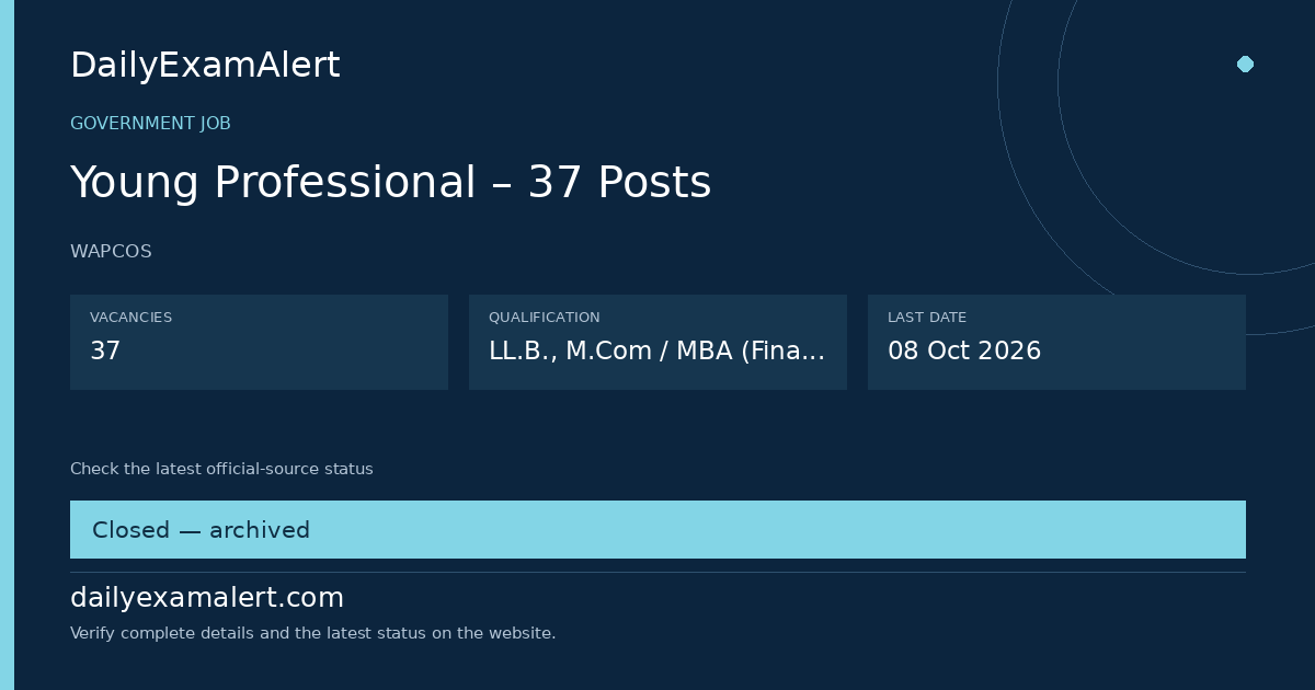 Young Professional – 37 Posts — government job summary