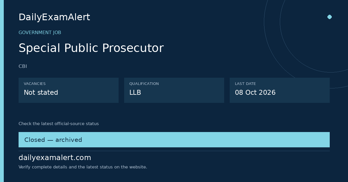 Special Public Prosecutor — government job summary