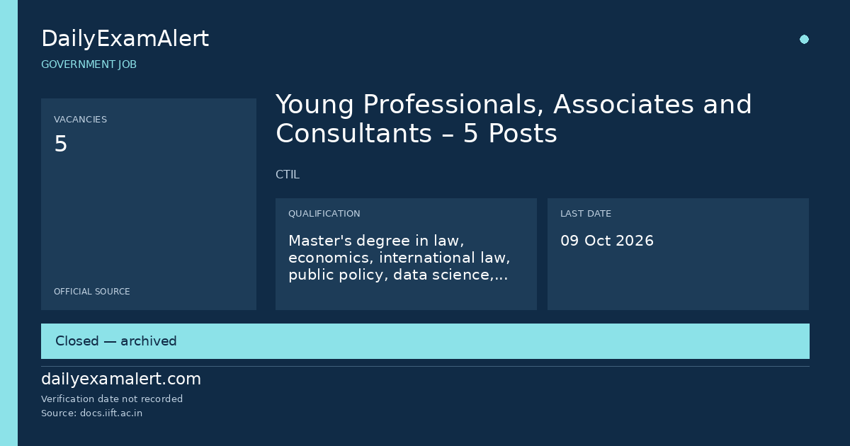 Young Professionals, Associates and Consultants – 5 Posts — government job summary