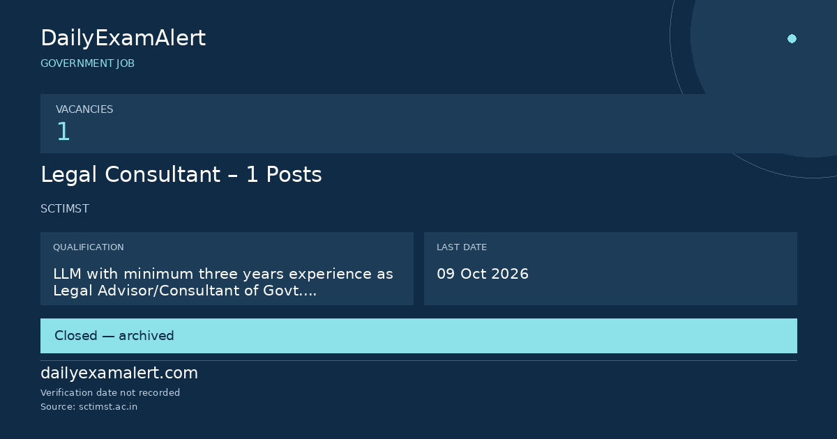 Legal Consultant – 1 Posts — government job summary