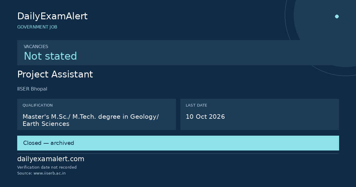 Project Assistant — government job summary