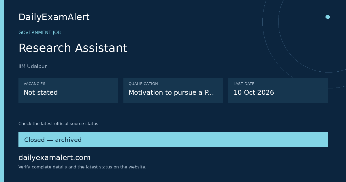 Research Assistant — government job summary