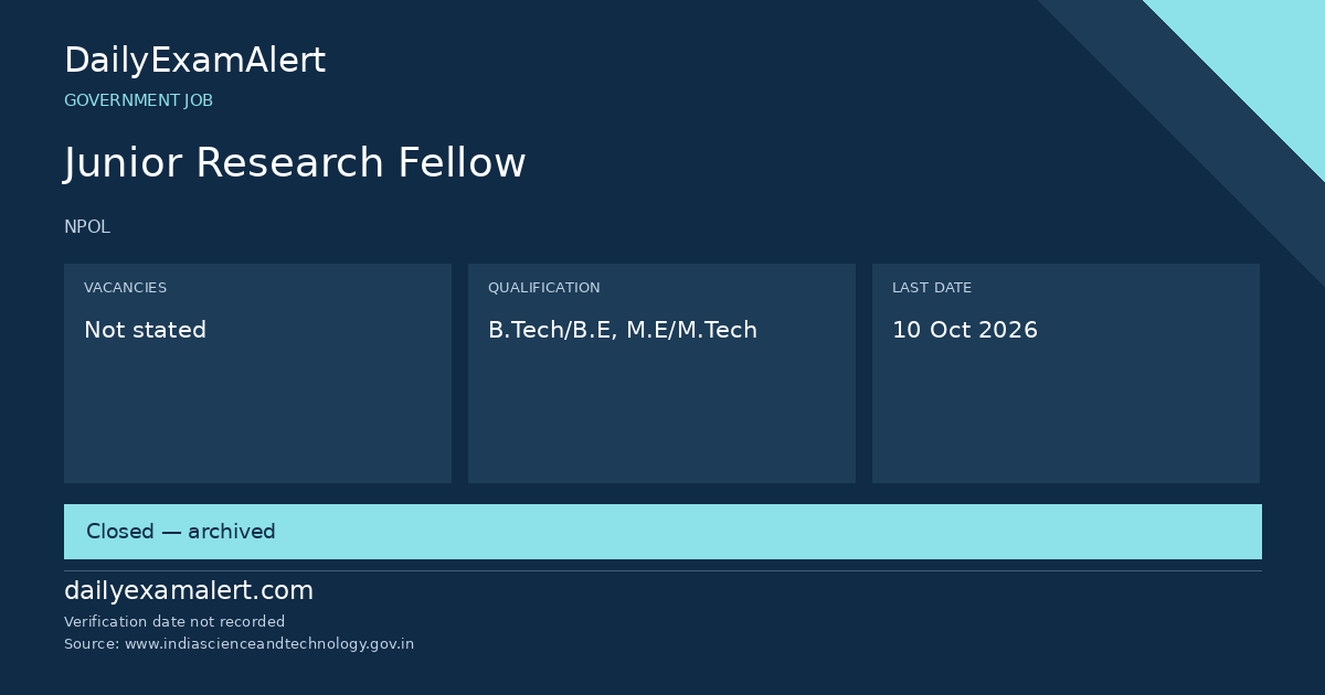 Junior Research Fellow — government job summary