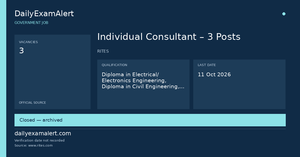 Individual Consultant – 3 Posts — government job summary