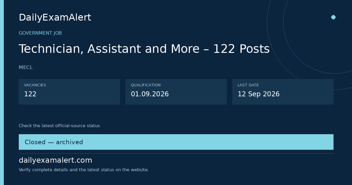 Technician, Assistant and More – 122 Posts — government job summary