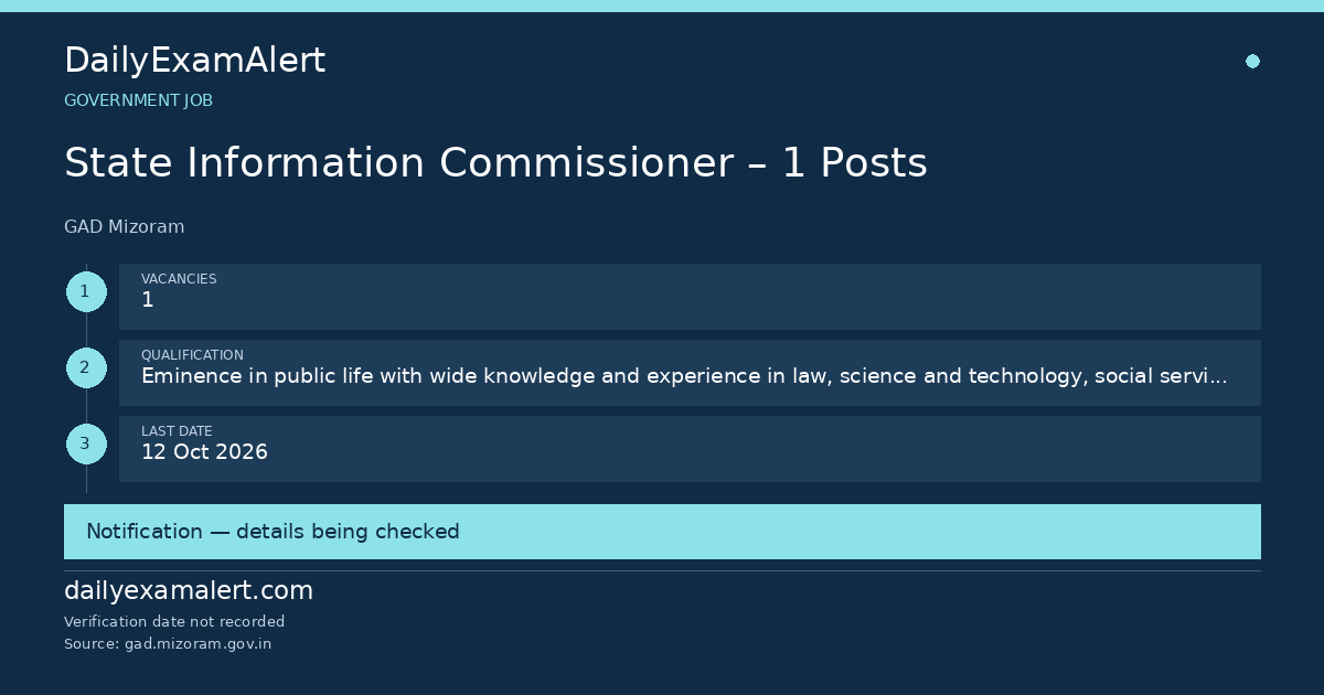 State Information Commissioner – 1 Posts — government job summary
