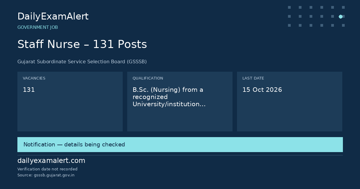 Staff Nurse – 131 Posts — government job summary