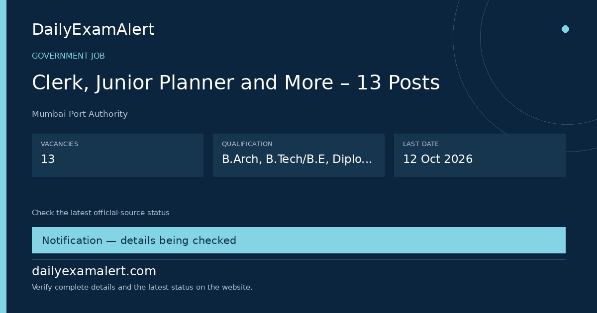 Clerk, Junior Planner and More – 13 Posts — government job summary