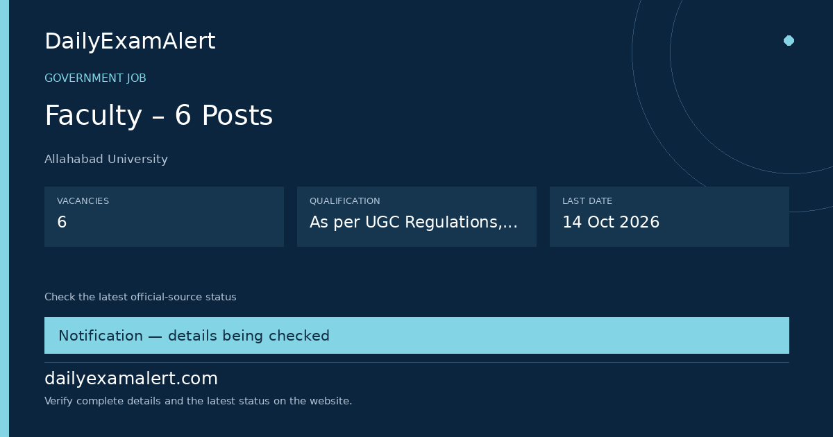 Faculty – 6 Posts — government job summary