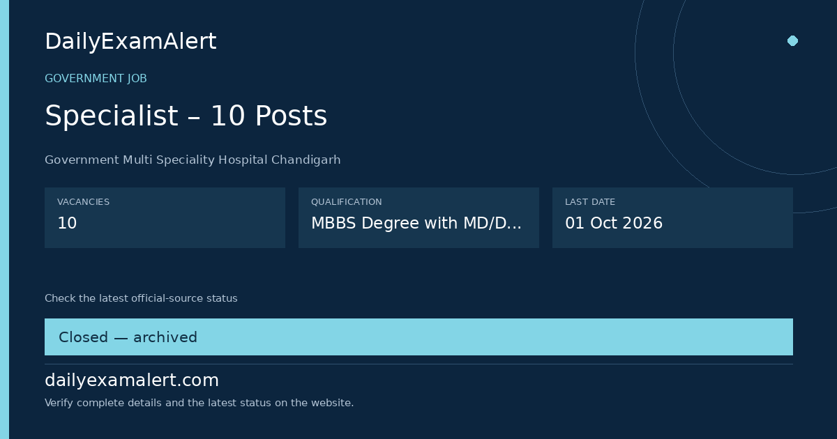 Specialist – 10 Posts — government job summary