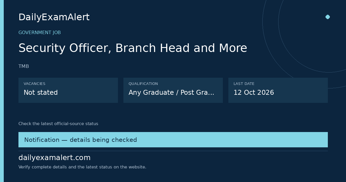 Security Officer, Branch Head and More — government job summary