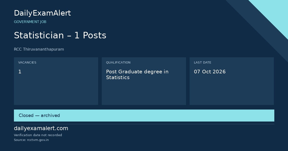 Statistician – 1 Posts — government job summary