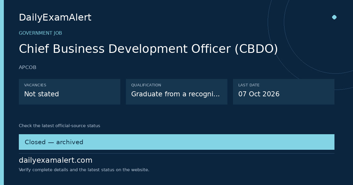 Chief Business Development Officer (CBDO) — government job summary