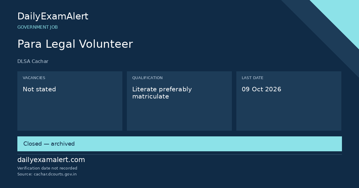 Para Legal Volunteer — government job summary