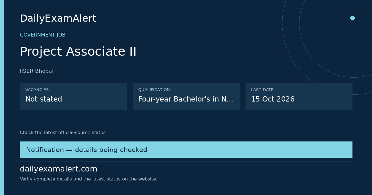 Project Associate II — government job summary