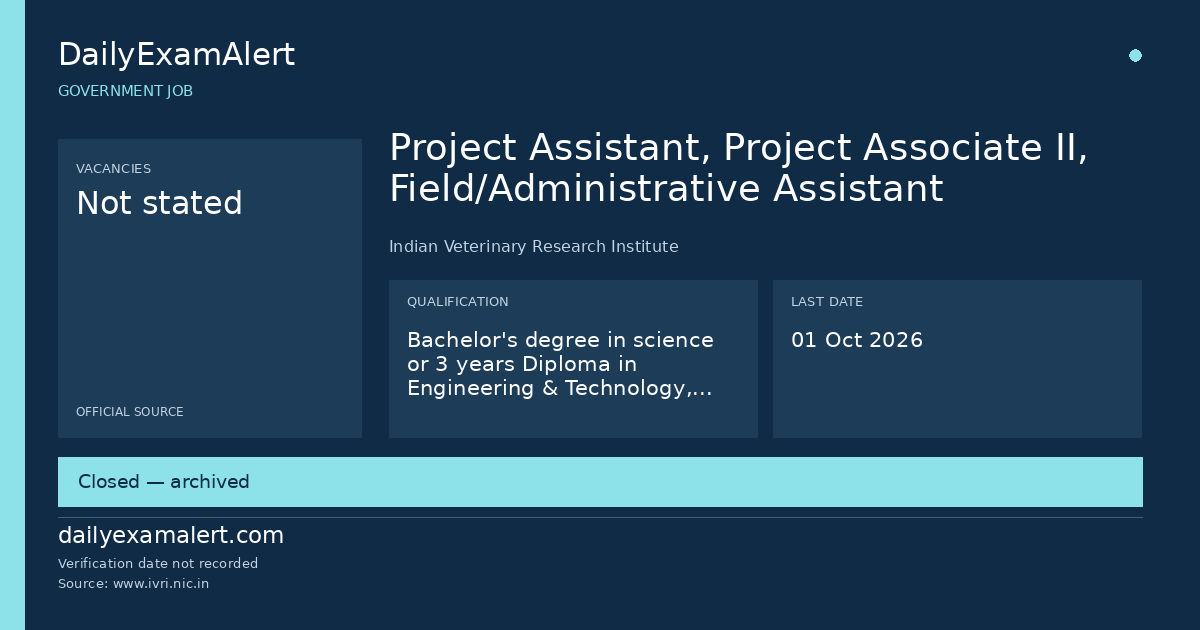 Project Assistant, Project Associate II, Field/Administrative Assistant — government job summary