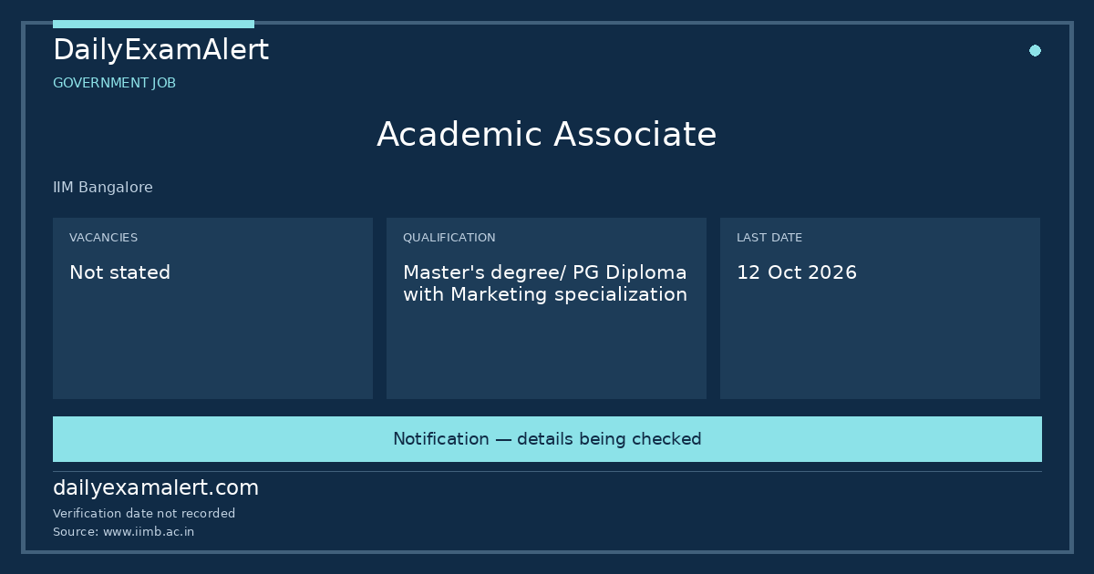 Academic Associate — government job summary