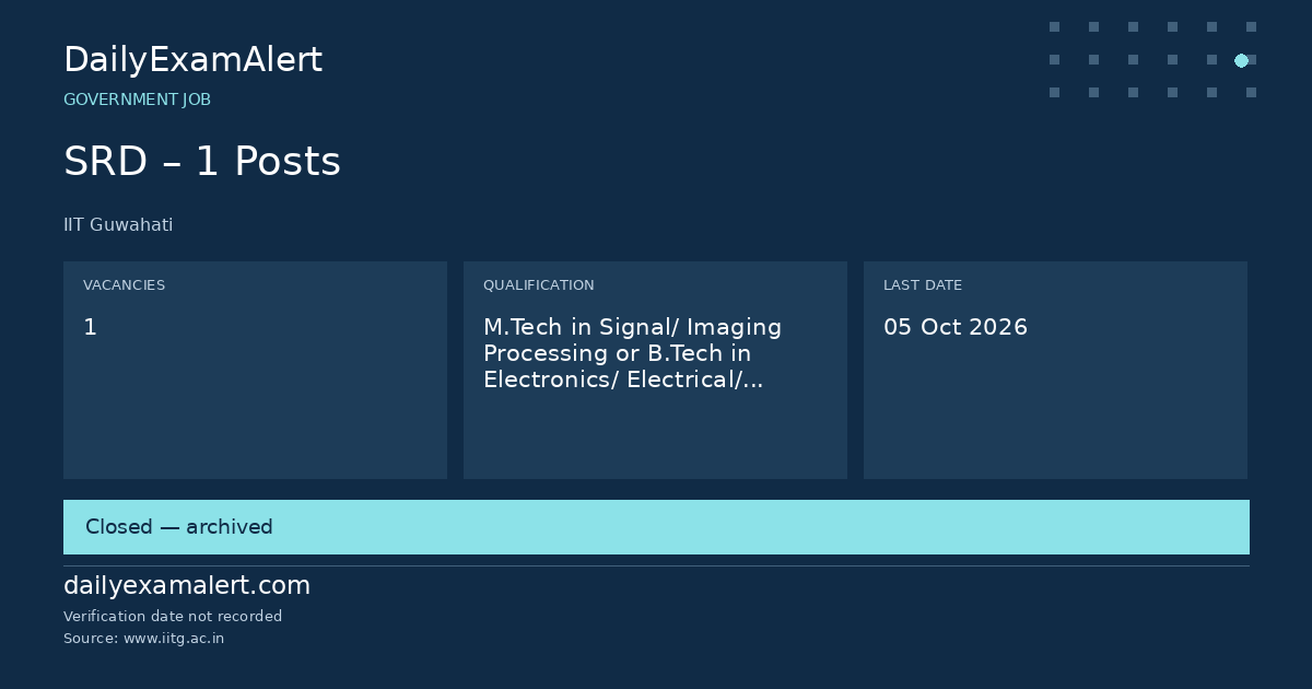 SRD – 1 Posts — government job summary