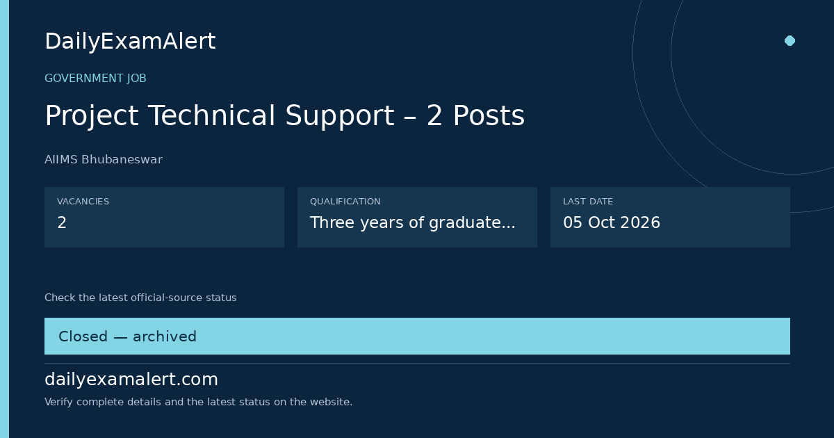Project Technical Support – 2 Posts — government job summary