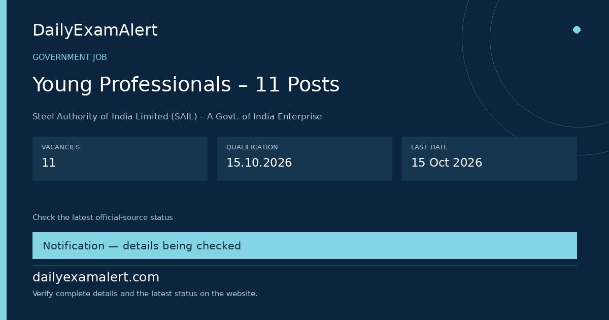 Young Professionals – 11 Posts — government job summary