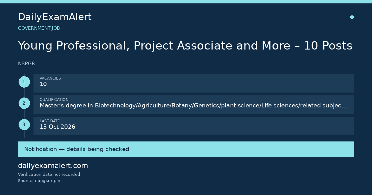 Young Professional, Project Associate and More – 10 Posts — government job summary