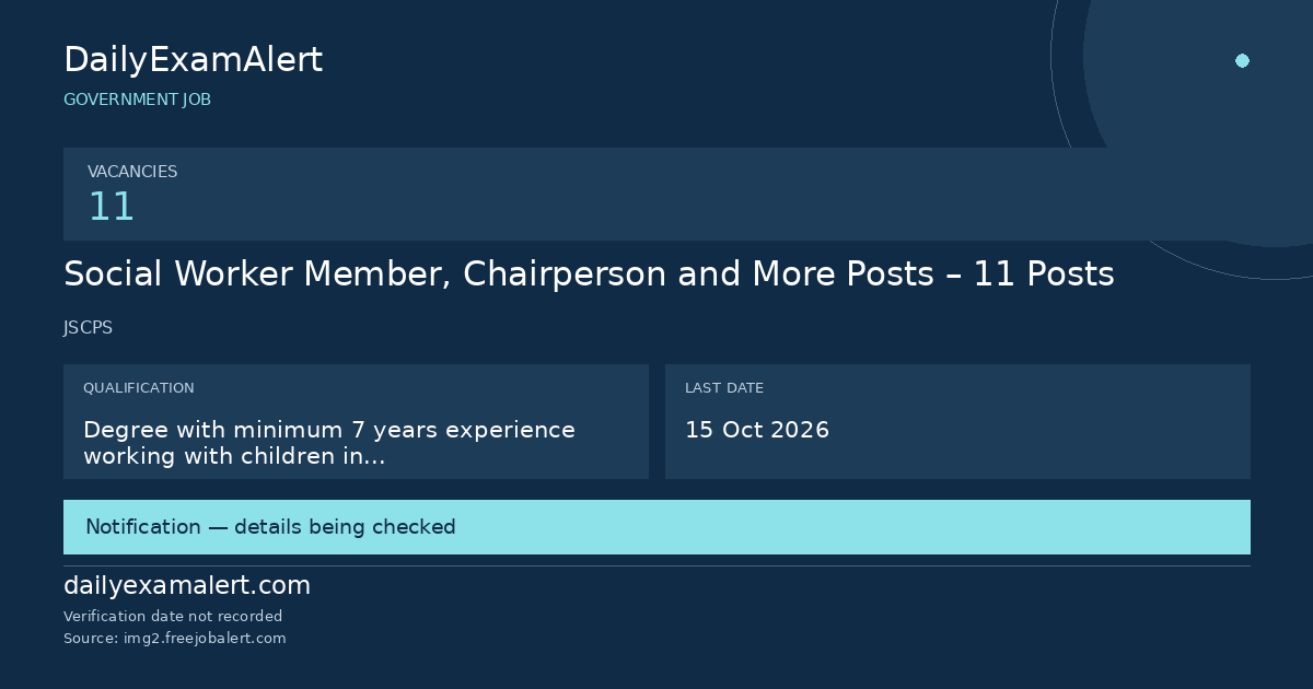 Social Worker Member, Chairperson and More Posts – 11 Posts — government job summary