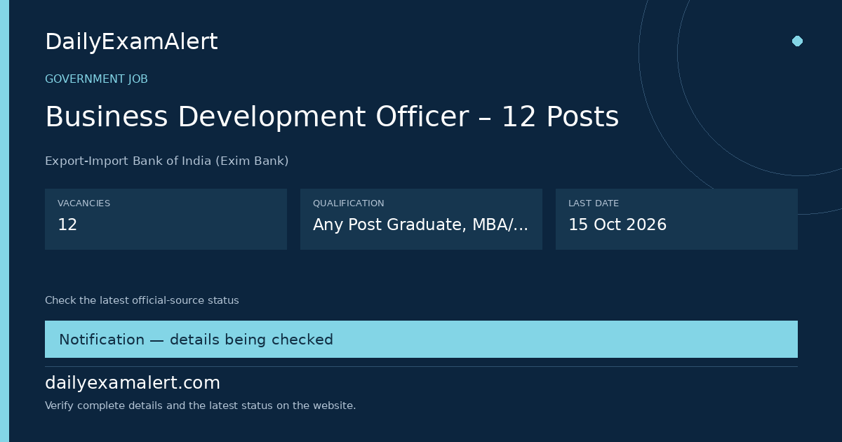 Business Development Officer – 12 Posts — government job summary