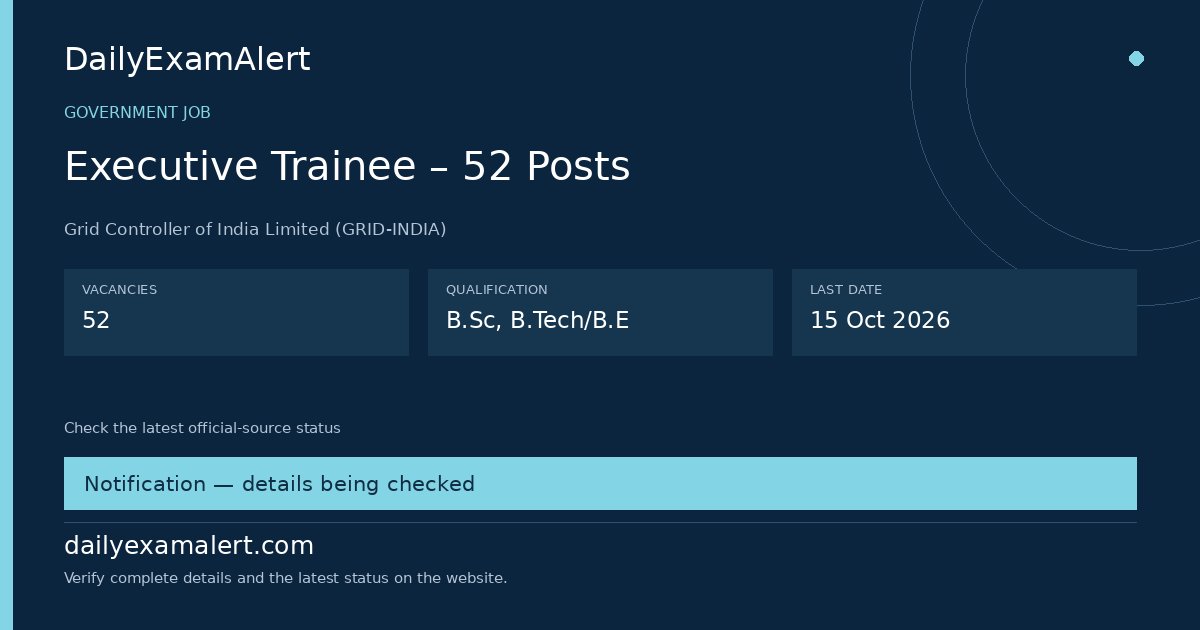 Executive Trainee – 52 Posts — government job summary