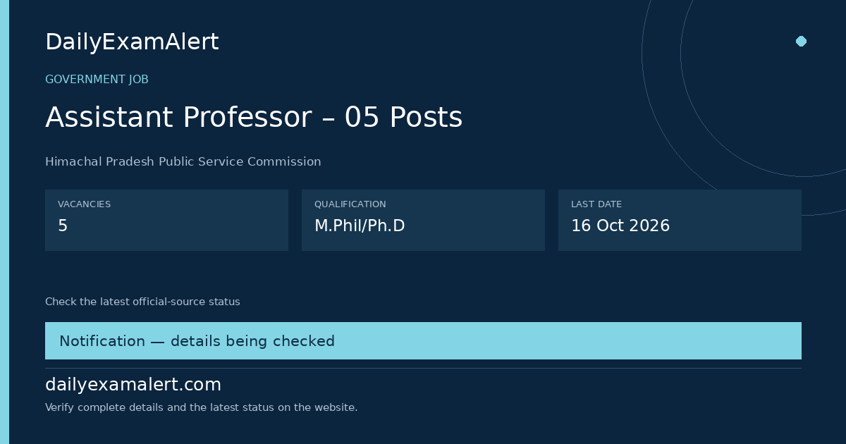 Assistant Professor – 05 Posts — government job summary