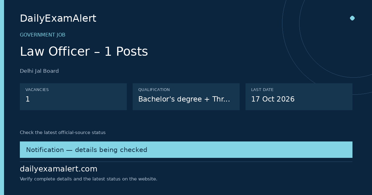 Law Officer – 1 Posts — government job summary