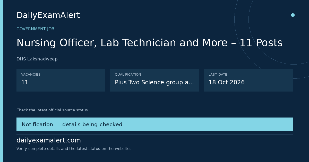 Nursing Officer, Lab Technician and More – 11 Posts — government job summary