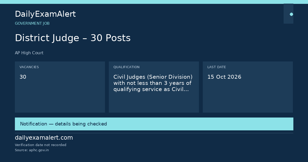 District Judge – 30 Posts — government job summary