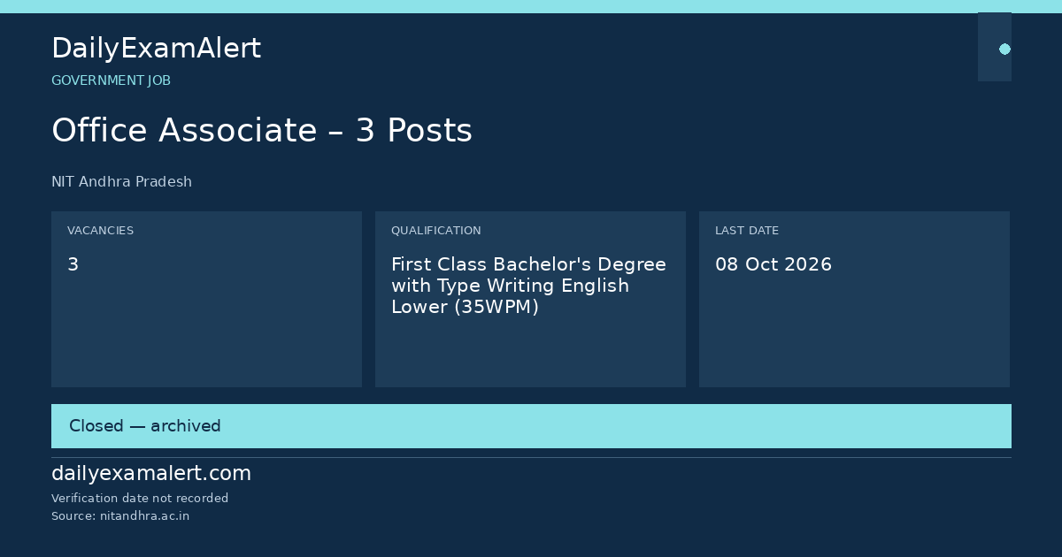 Office Associate – 3 Posts — government job summary