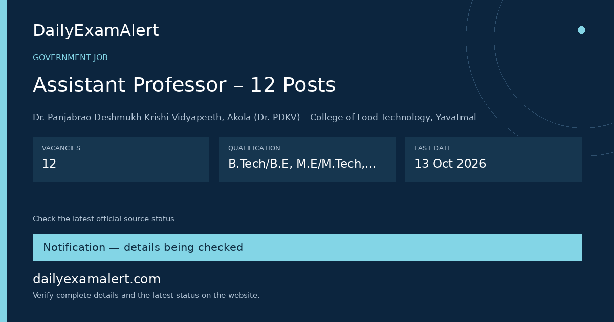 Assistant Professor – 12 Posts — government job summary