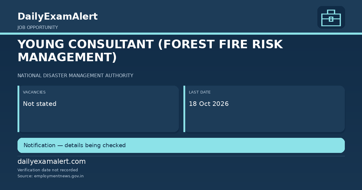 YOUNG CONSULTANT (FOREST FIRE RISK MANAGEMENT) — job opportunity summary