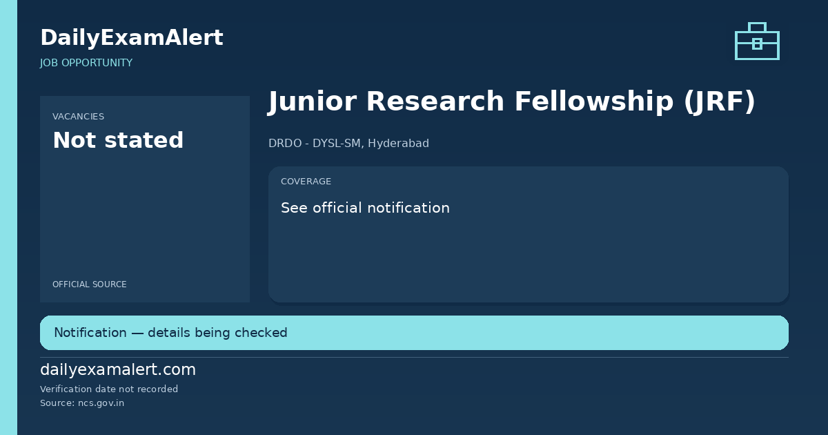 Junior Research Fellowship (JRF) — job opportunity summary
