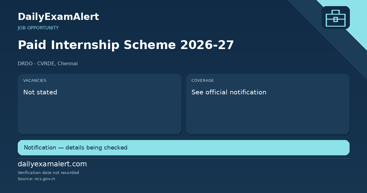 Paid Internship Scheme 2026-27 — job opportunity summary