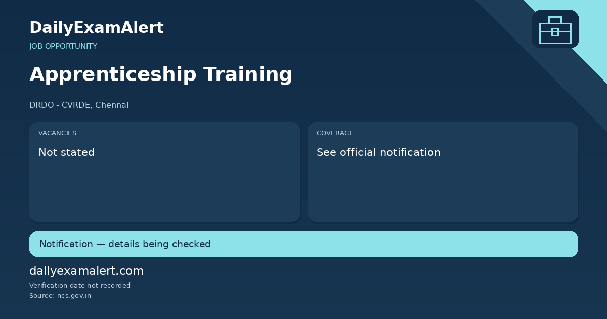 Apprenticeship Training — job opportunity summary