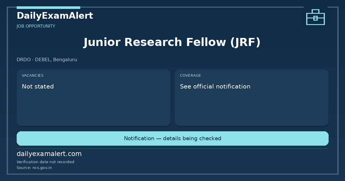 Junior Research Fellow (JRF) — job opportunity summary