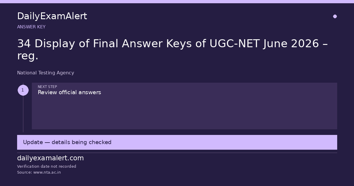 34 Display of Final Answer Keys of UGC-NET June 2026 – reg. — answer key summary