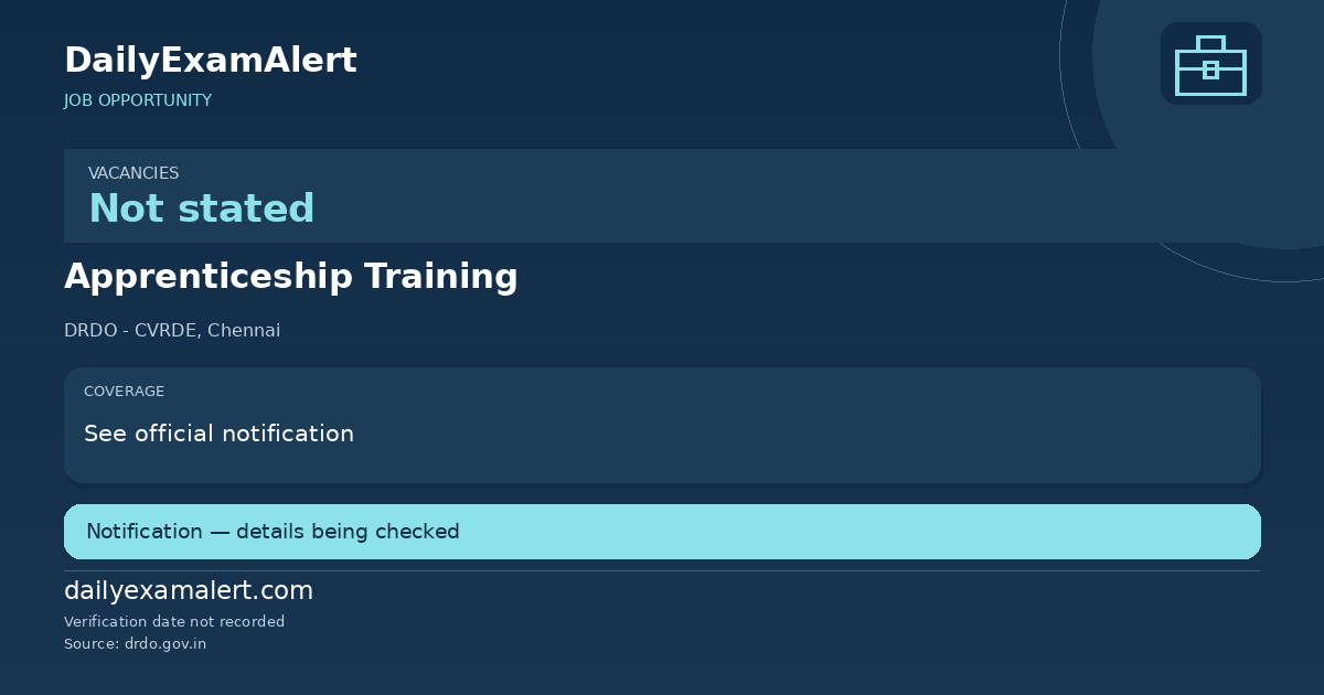 Apprenticeship Training — job opportunity summary
