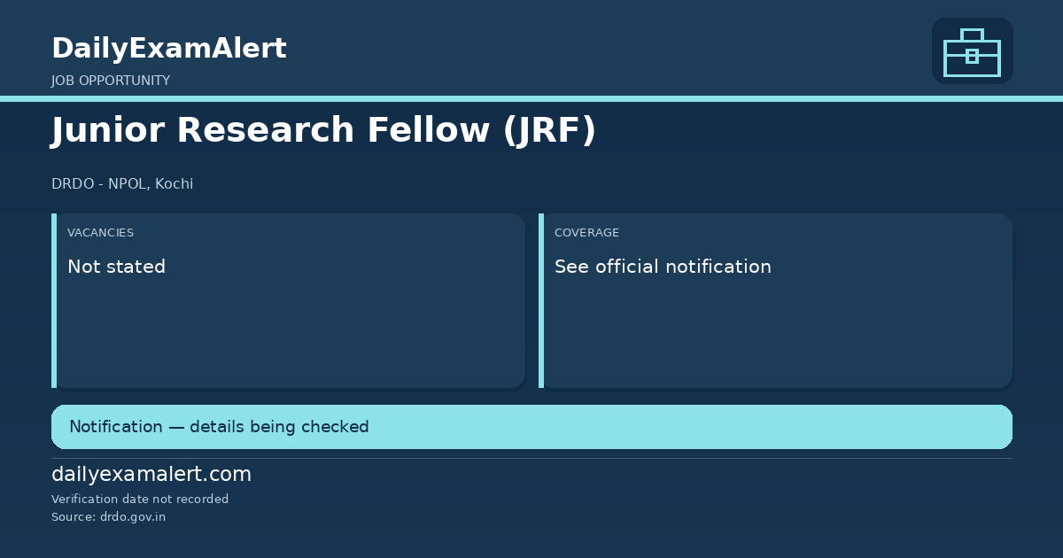 Junior Research Fellow (JRF) — job opportunity summary